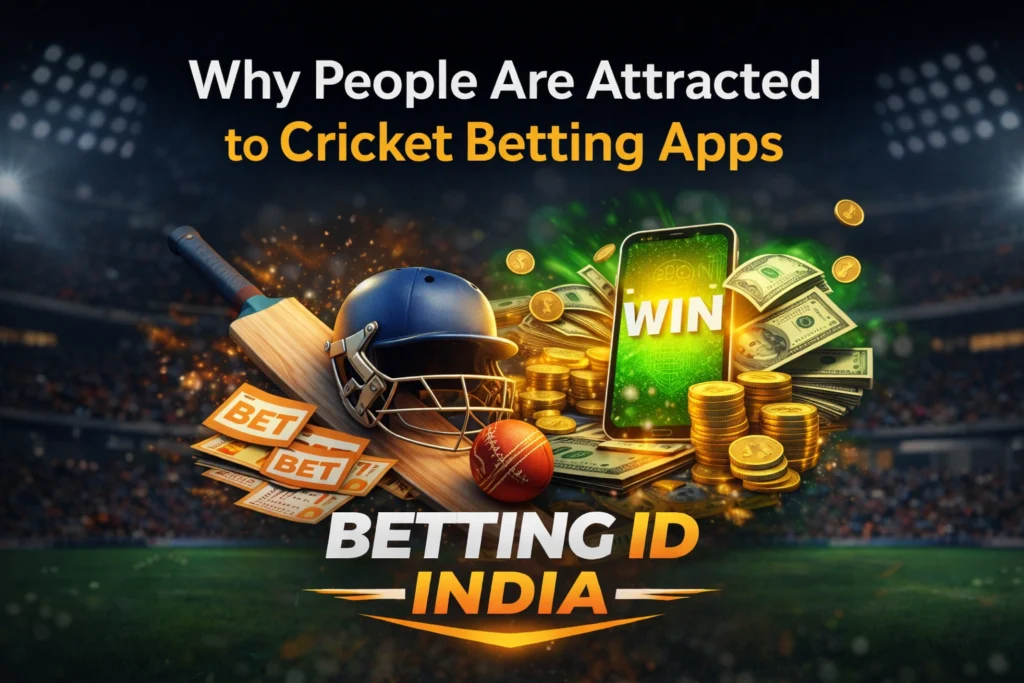 Why people are attracted to cricket betting apps concept with Betting ID India logo